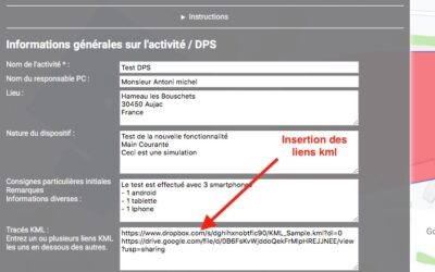 REZO+ : Saisie des liens KML dans la préparation d’une activité